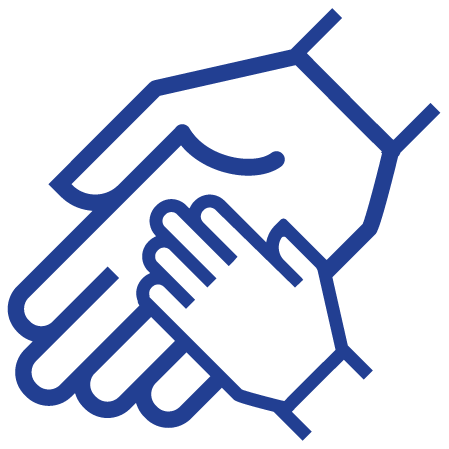 Budget at a Glance icon - Child's hand in adult's hand.