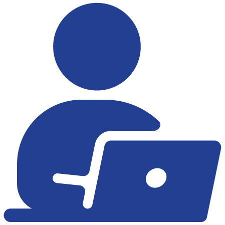 Budget at a Glance icon - Working at laptop.
